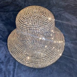 Silver rhinestone fedora - O/S